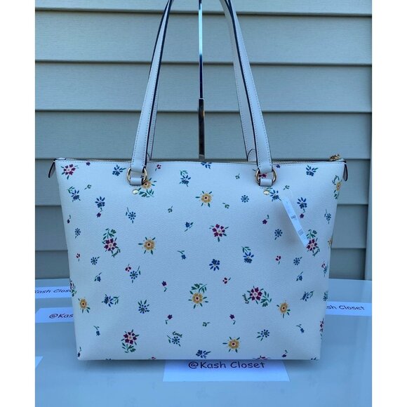 Coach tote gallery wildflower printed large purse chalk multi - Picture 4 of 12